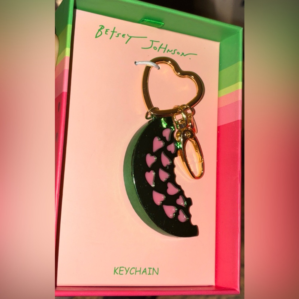 BETSEY JOHNSON Watermelon Viral Fun Crystal-Encrusted Keychain Bag Charm NEW NWT - Picture 6 of 8